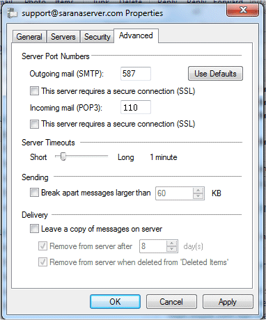 setting untuk outlook express